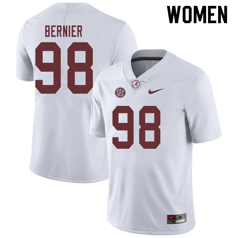 Alabama Crimson Tide Women's Mike Bernier #98 White NCAA Nike Authentic Stitched 2019 College Football Jersey XD16K20LN